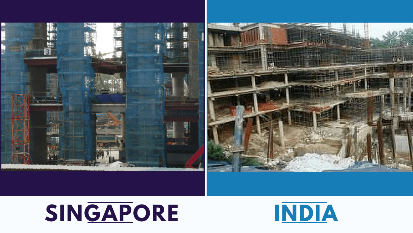 construction comparison Singapore vs India