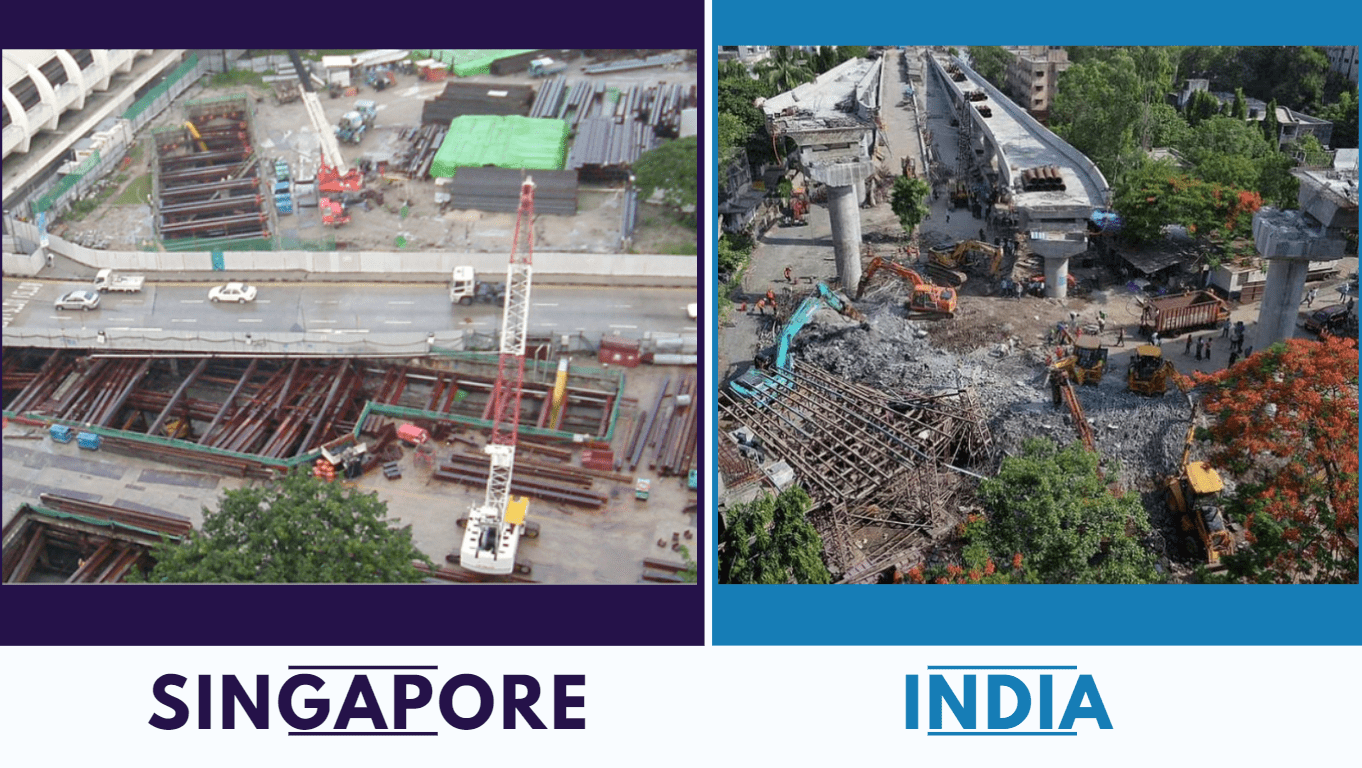 construction comparison Singapore vs India